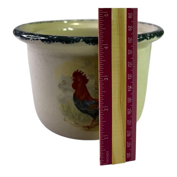 Home & Garden Party Rooster Crock 4” Small Canister Jar & Lid Handmade USA 2000 - Picture 11 of 13